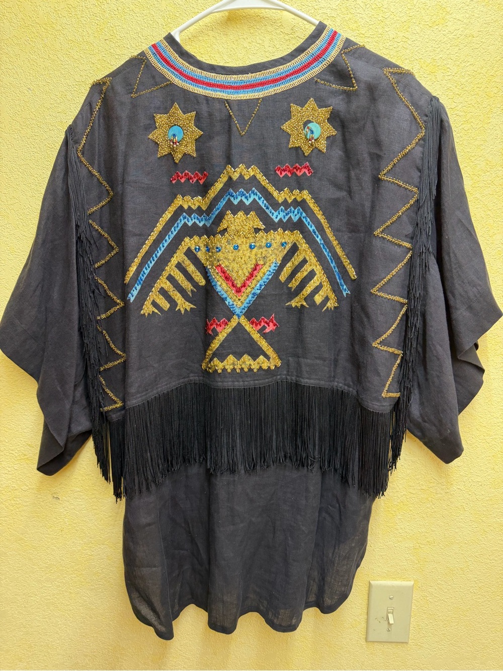 Vintage Native Thunderbird Fringe Statement Tunic